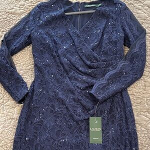 Lauren Ralph Lauren Midnight Blue Sequin Lace Dress